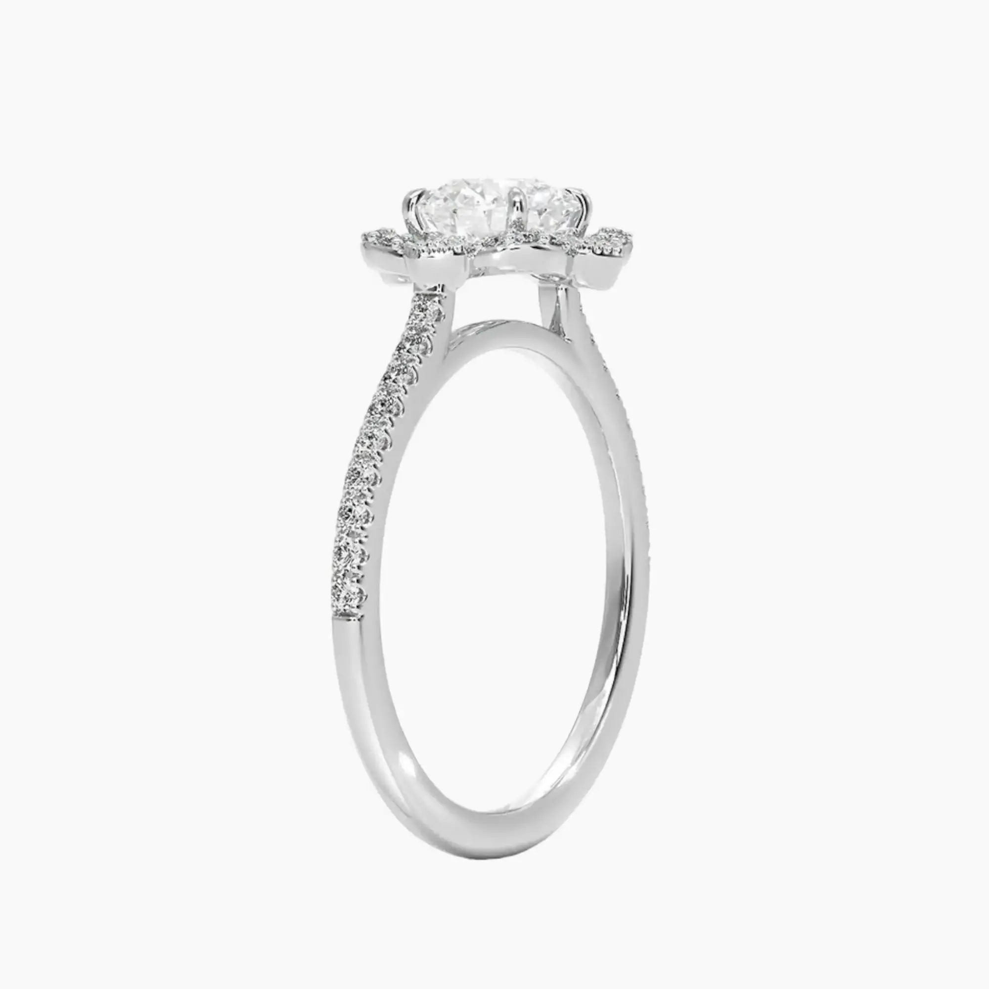 Ravenna Round 3 Carat Lab Grown Diamond Engagement Ring in 18K White Gold