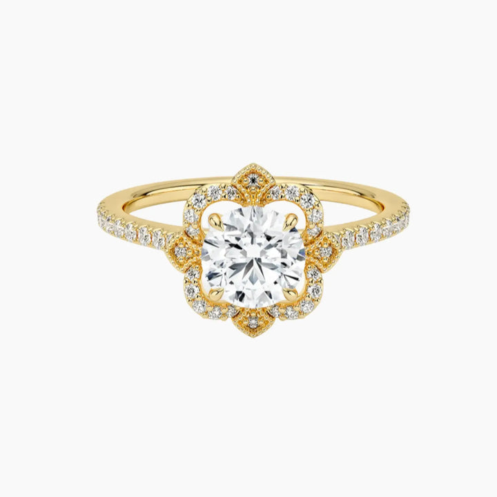 Ravenna Round 2 Carat Lab Grown Diamond Engagement Ring in 14K Yellow Gold