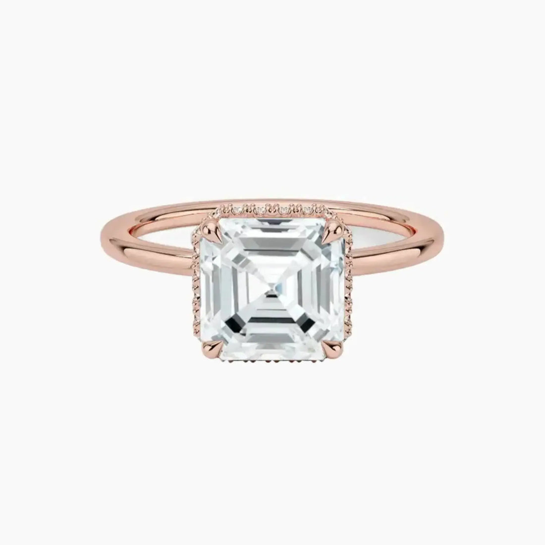Mirabel Asscher Hidden Halo Diamond Ring Setting in 14K White Gold