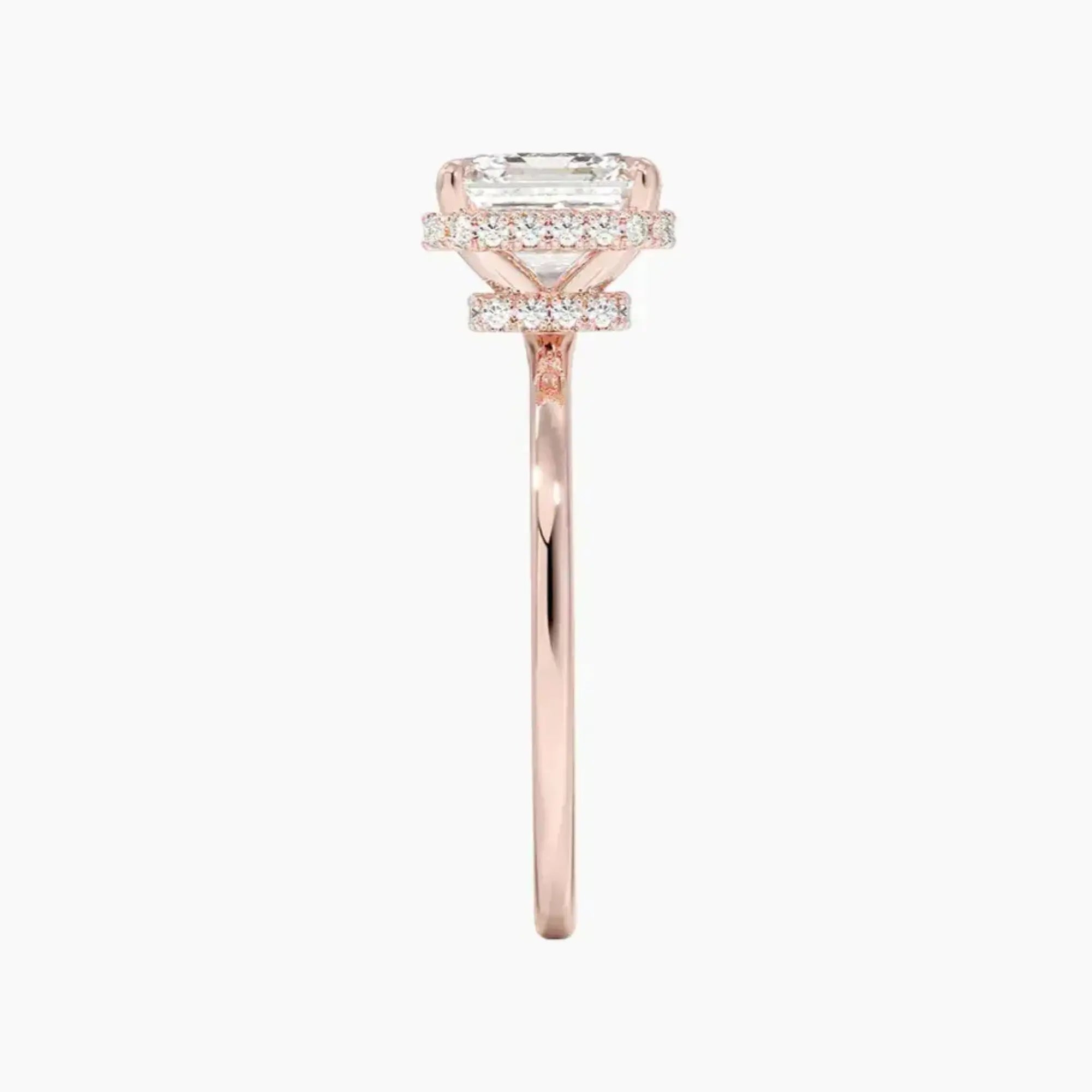 Mirabel Asscher Hidden Halo 3 Carat Lab Grown Diamond Engagement Ring in 14K White Gold
