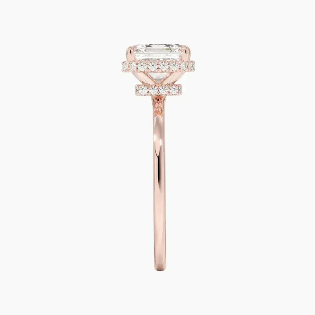 Mirabel Asscher Hidden Halo 1.5 Carat Lab Grown Diamond Engagement Ring in 14K Rose Gold
