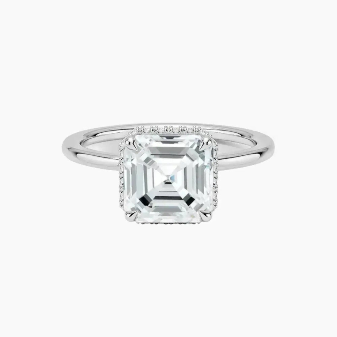 Mirabel Asscher Hidden Halo 3 Carat Lab Grown Diamond Engagement Ring in 14K Yellow Gold
