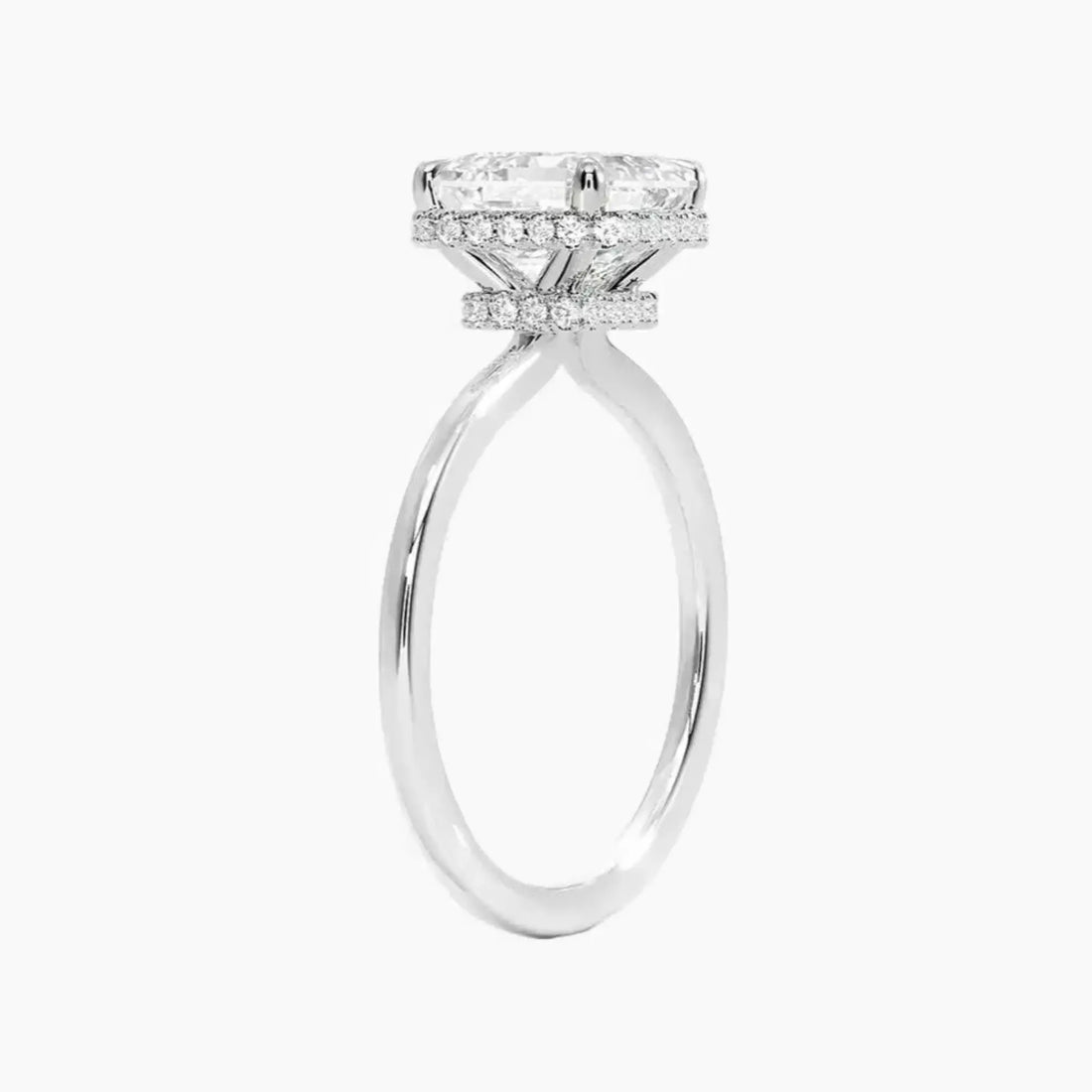 Mirabel Asscher Hidden Halo Diamond Ring Setting in 18K Yellow Gold
