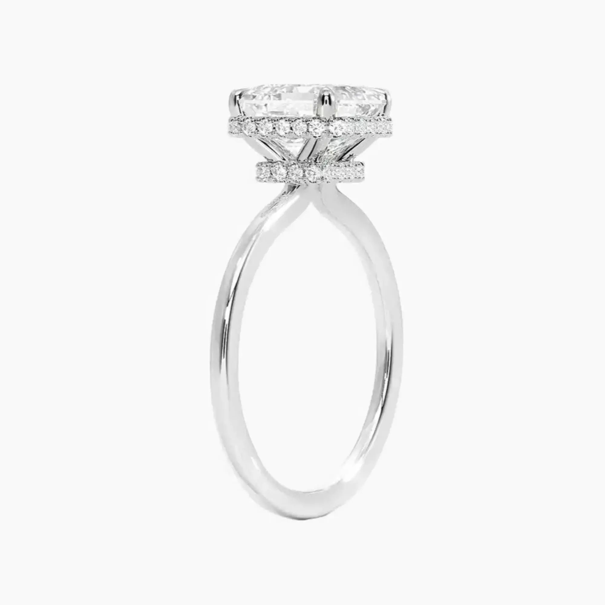 Mirabel Asscher Hidden Halo 1.5 Carat Lab Grown Diamond Engagement Ring in 18K Yellow Gold