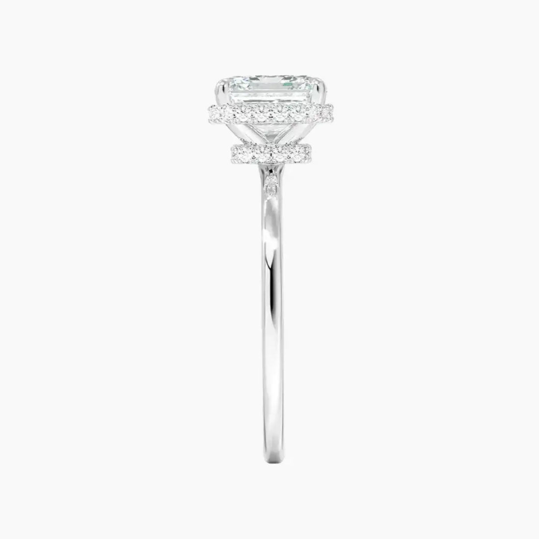 Mirabel Asscher Hidden Halo 1 Carat Lab Grown Diamond Engagement Ring in 18K White Gold