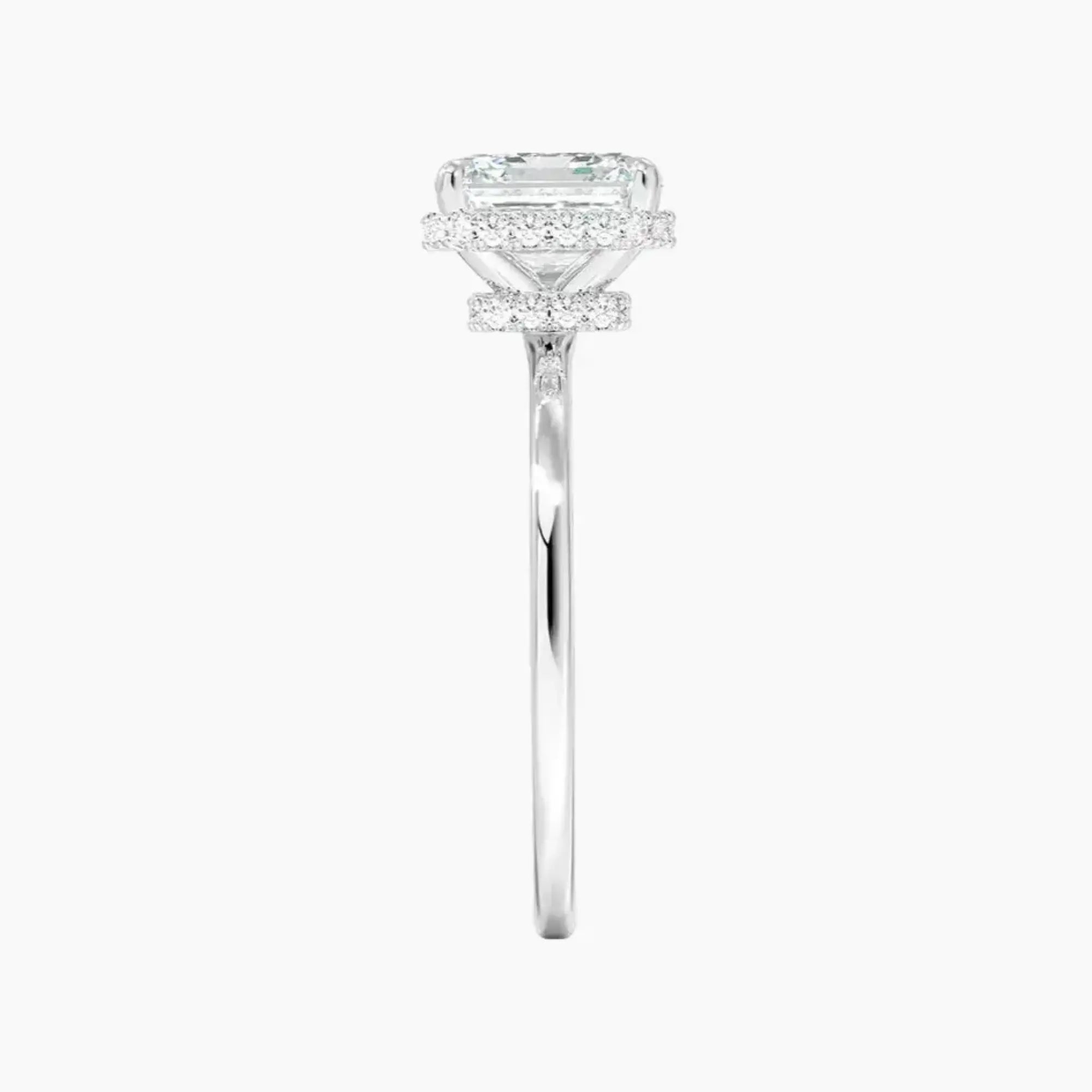 Mirabel Asscher Hidden Halo 3 Carat Lab Grown Diamond Engagement Ring in 18K Yellow Gold