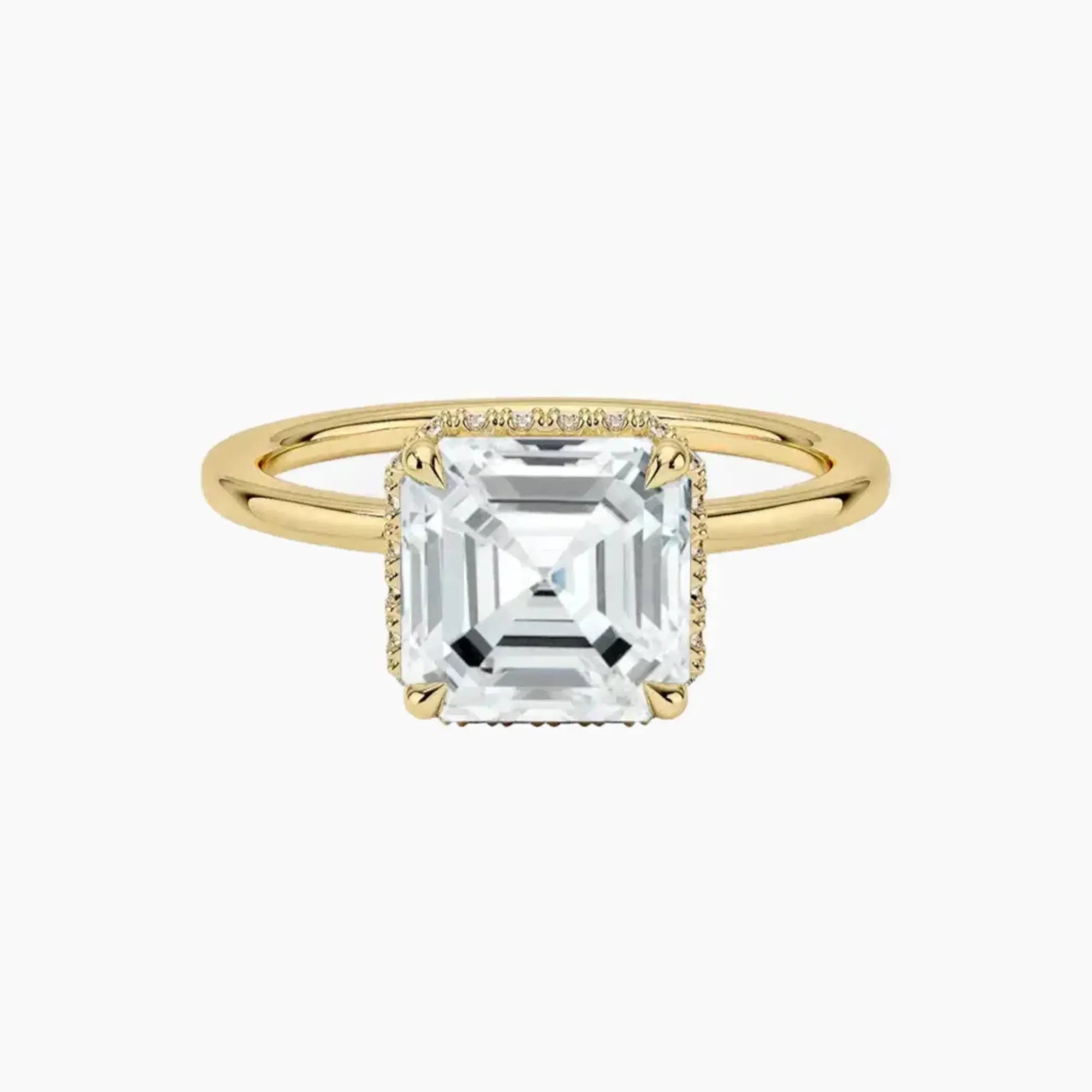 Mirabel Asscher Hidden Halo Diamond Ring Setting in 14K White Gold