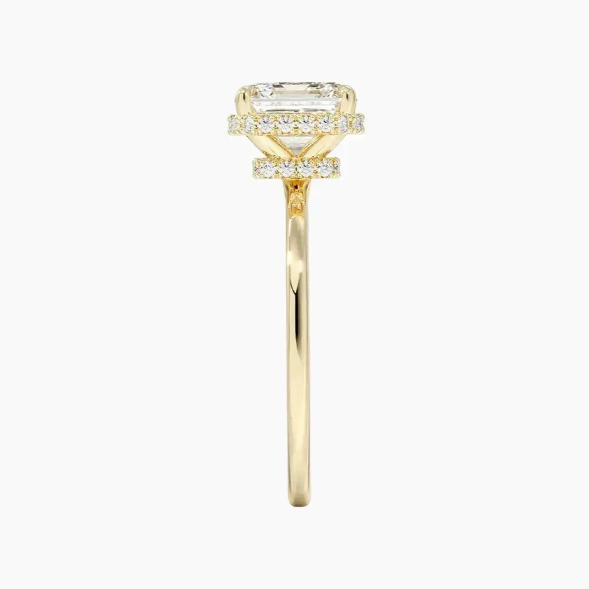 Mirabel Asscher Hidden Halo 2 Carat Lab Grown Diamond Engagement Ring in 18K White Gold