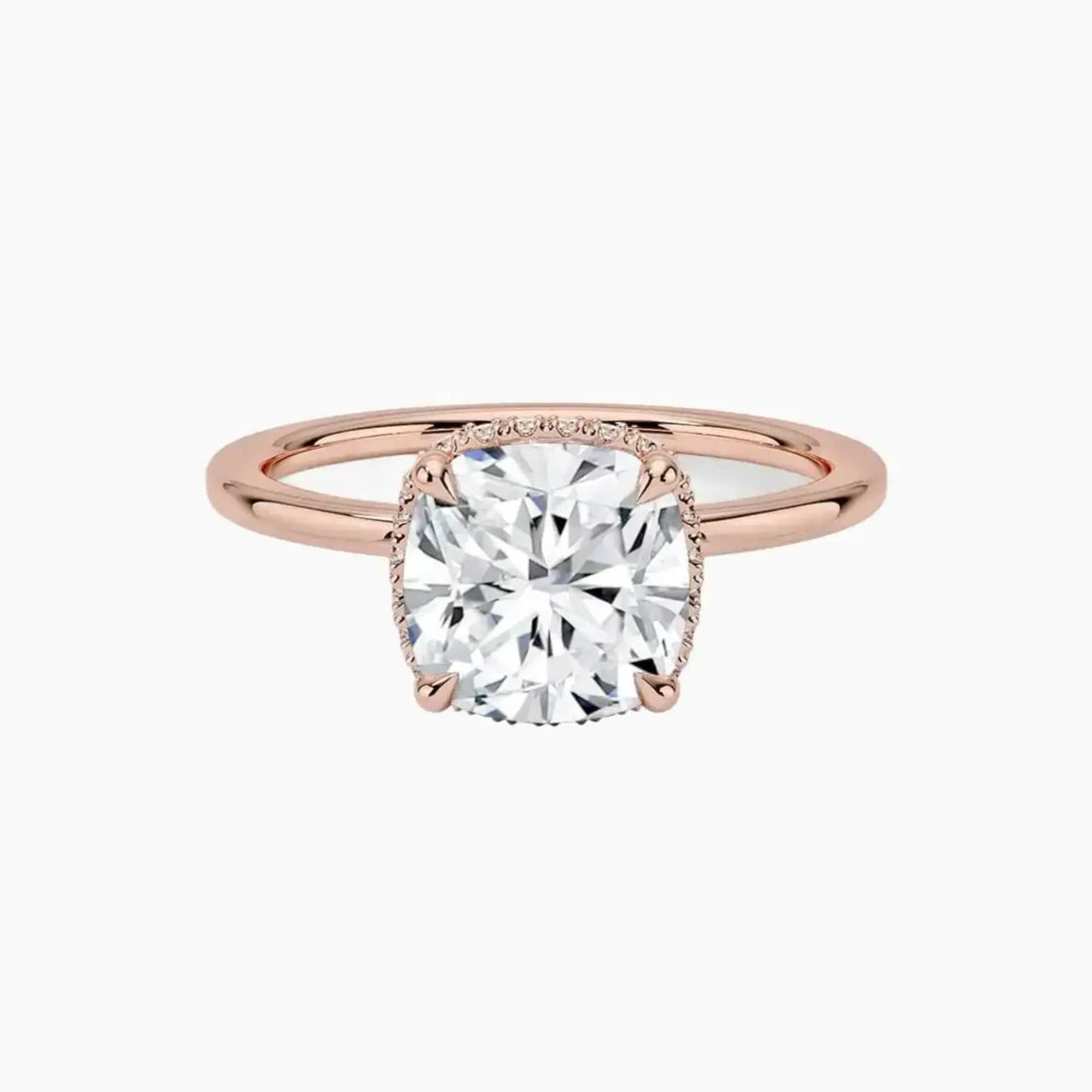 Mirabel Cushion Hidden Halo 1.5 Carat Lab Grown Diamond Engagement Ring in 14K White Gold