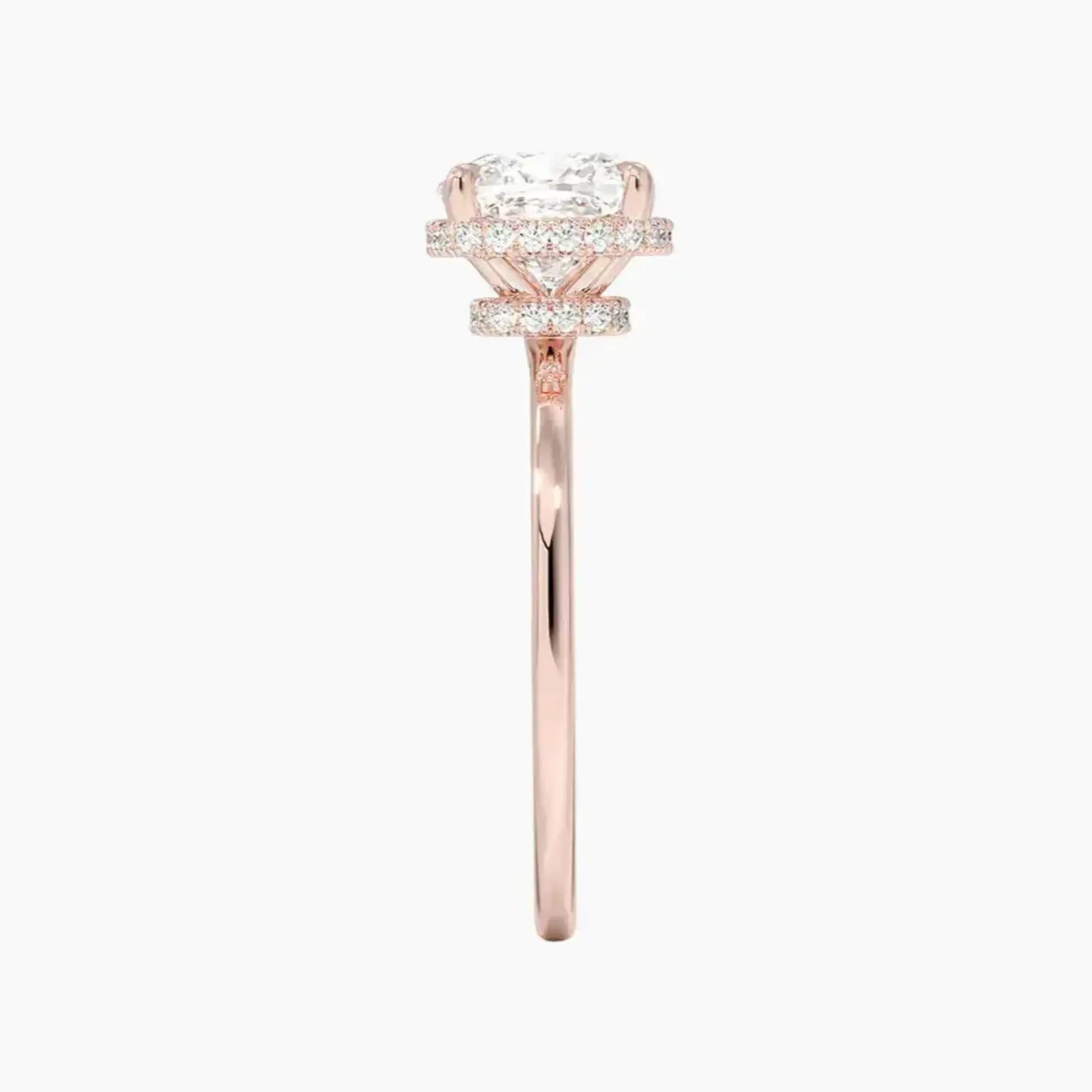 Mirabel Cushion Hidden Halo 2.5 Carat Lab Grown Diamond Engagement Ring in 18K Yellow Gold