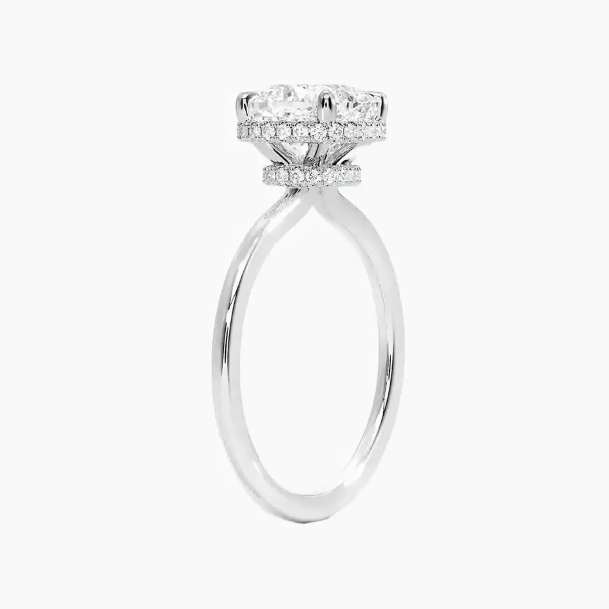 Mirabel Cushion Hidden Halo 3 Carat Lab Grown Diamond Engagement Ring in 14K Yellow Gold