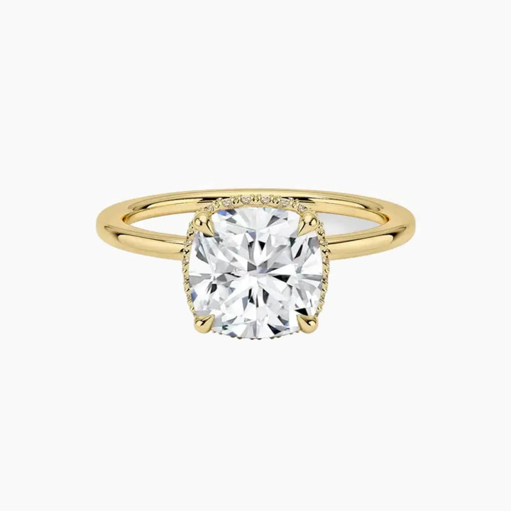 Mirabel Cushion Hidden Halo 2 Carat Lab Grown Diamond Engagement Ring in 14K Yellow Gold