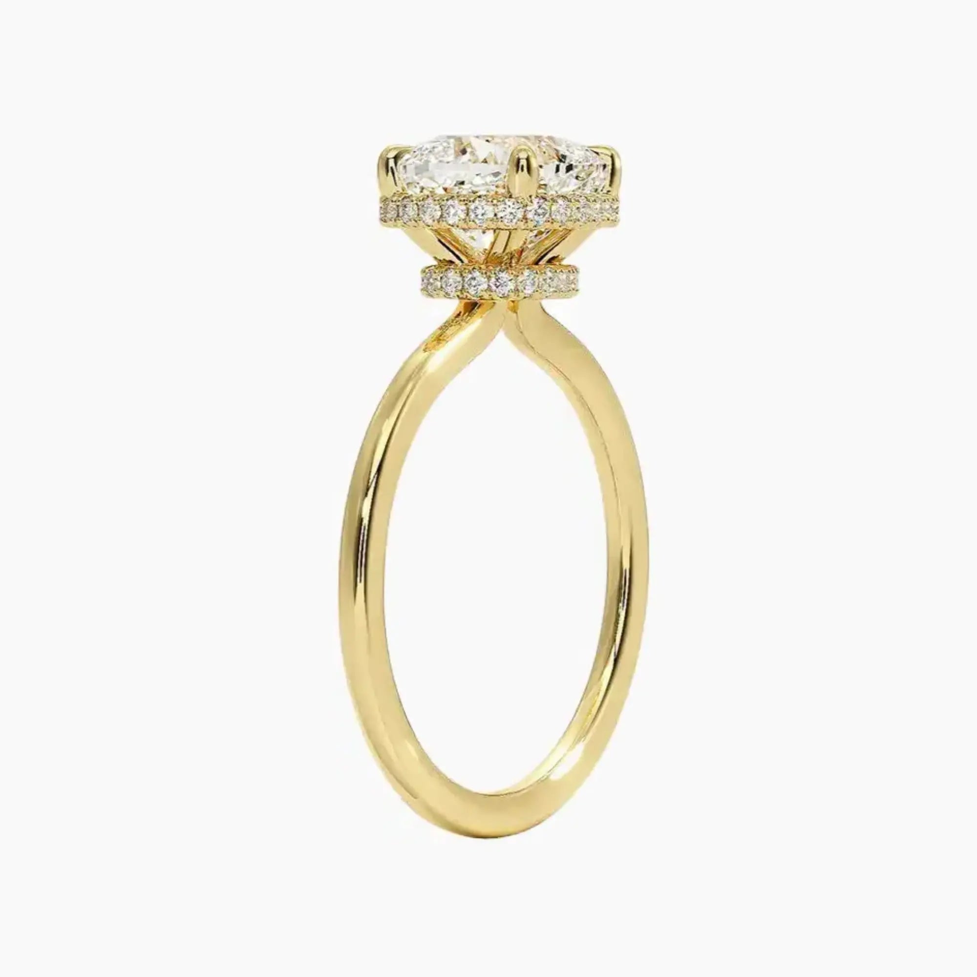 Mirabel Cushion Hidden Halo 2 Carat Lab Grown Diamond Engagement Ring in 18K White Gold