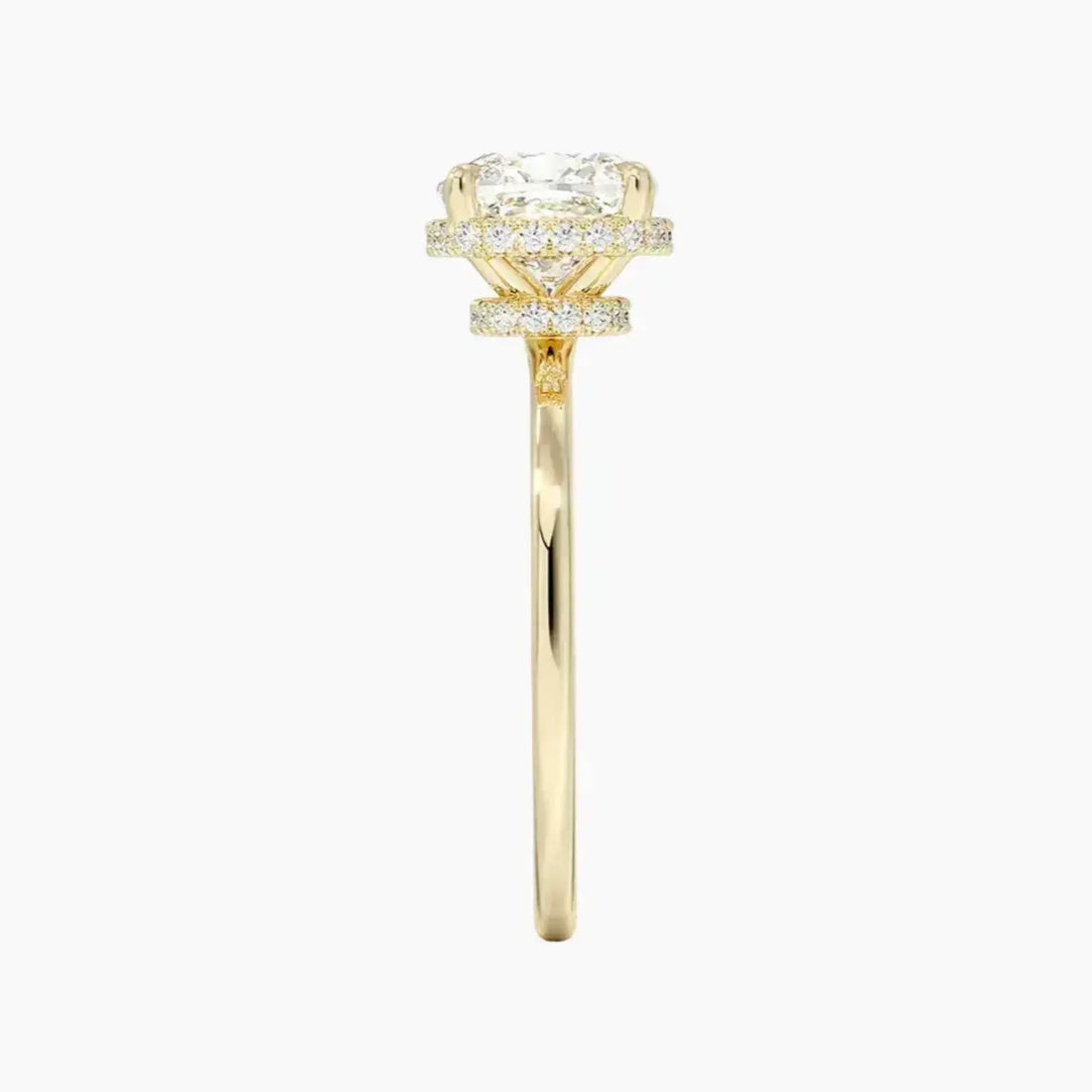 Mirabel Cushion Hidden Halo 3 Carat Lab Grown Diamond Engagement Ring in 18K White Gold