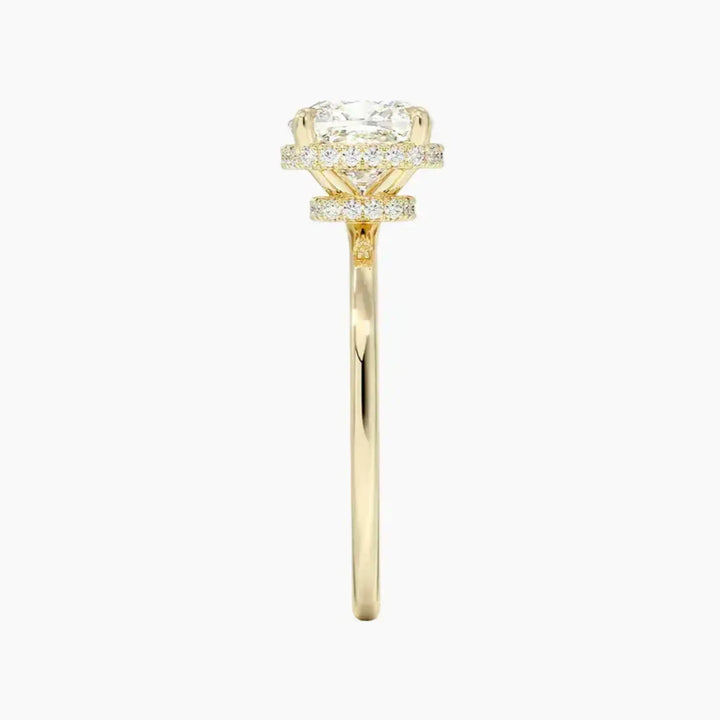 Mirabel Cushion Hidden Halo 1 Carat Lab Grown Diamond Engagement Ring in 18K Rose Gold
