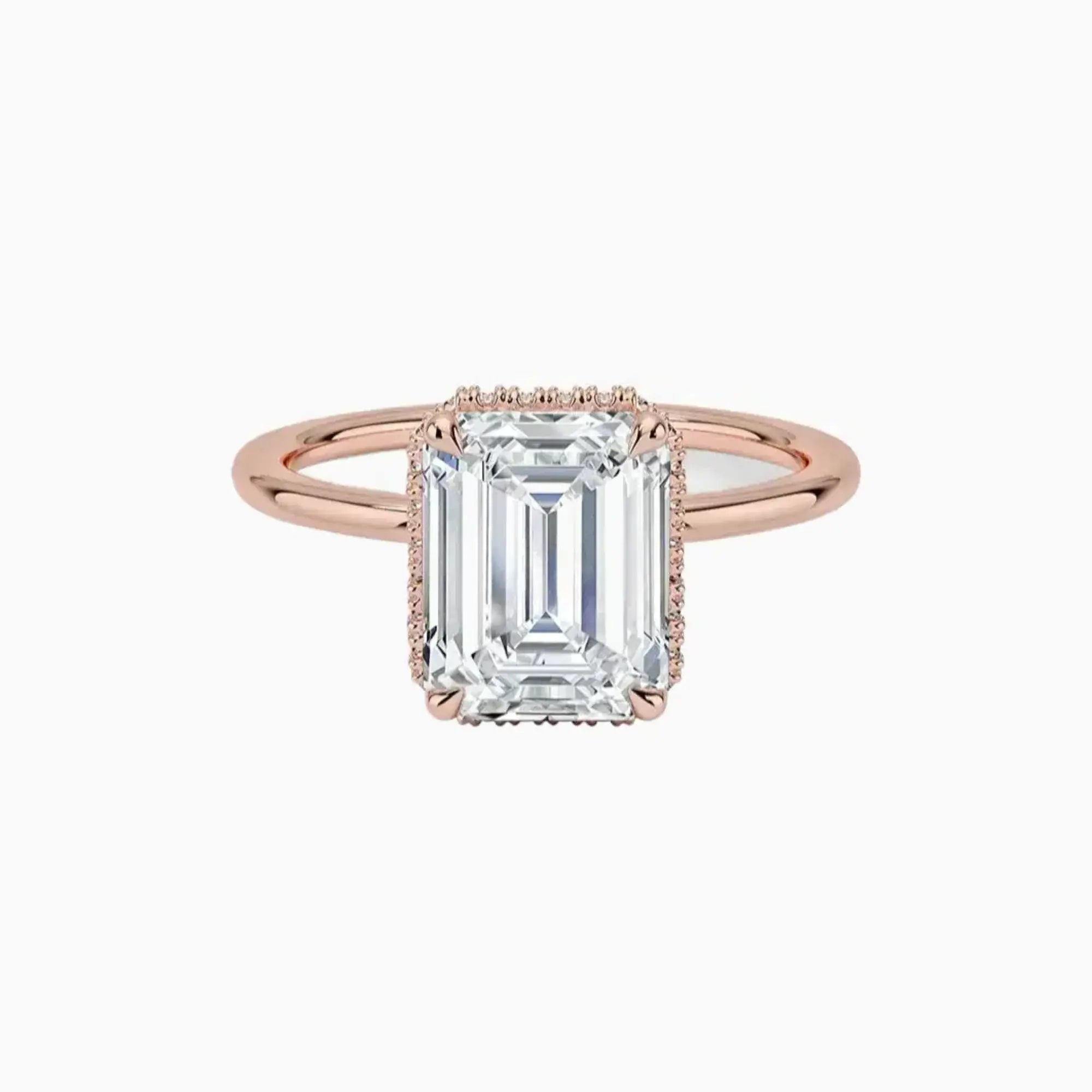 Mirabel Emerald Hidden Halo 2 Carat Lab Grown Diamond Engagement Ring in 14K Yellow Gold