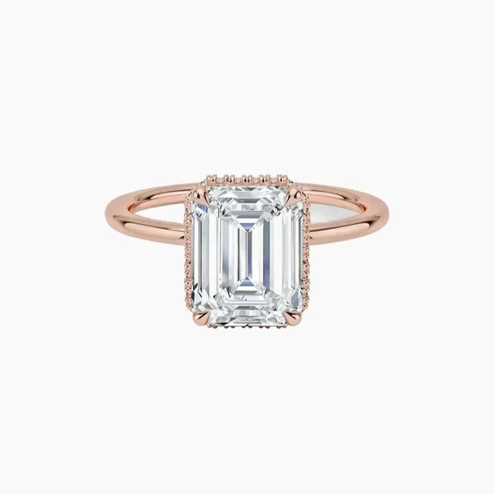 Mirabel Emerald Hidden Halo Diamond Ring Setting in 14K Rose Gold