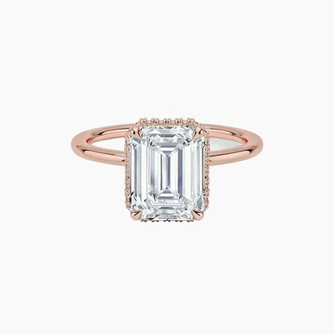 Mirabel Emerald Hidden Halo 3 Carat Lab Grown Diamond Engagement Ring in 18K White Gold