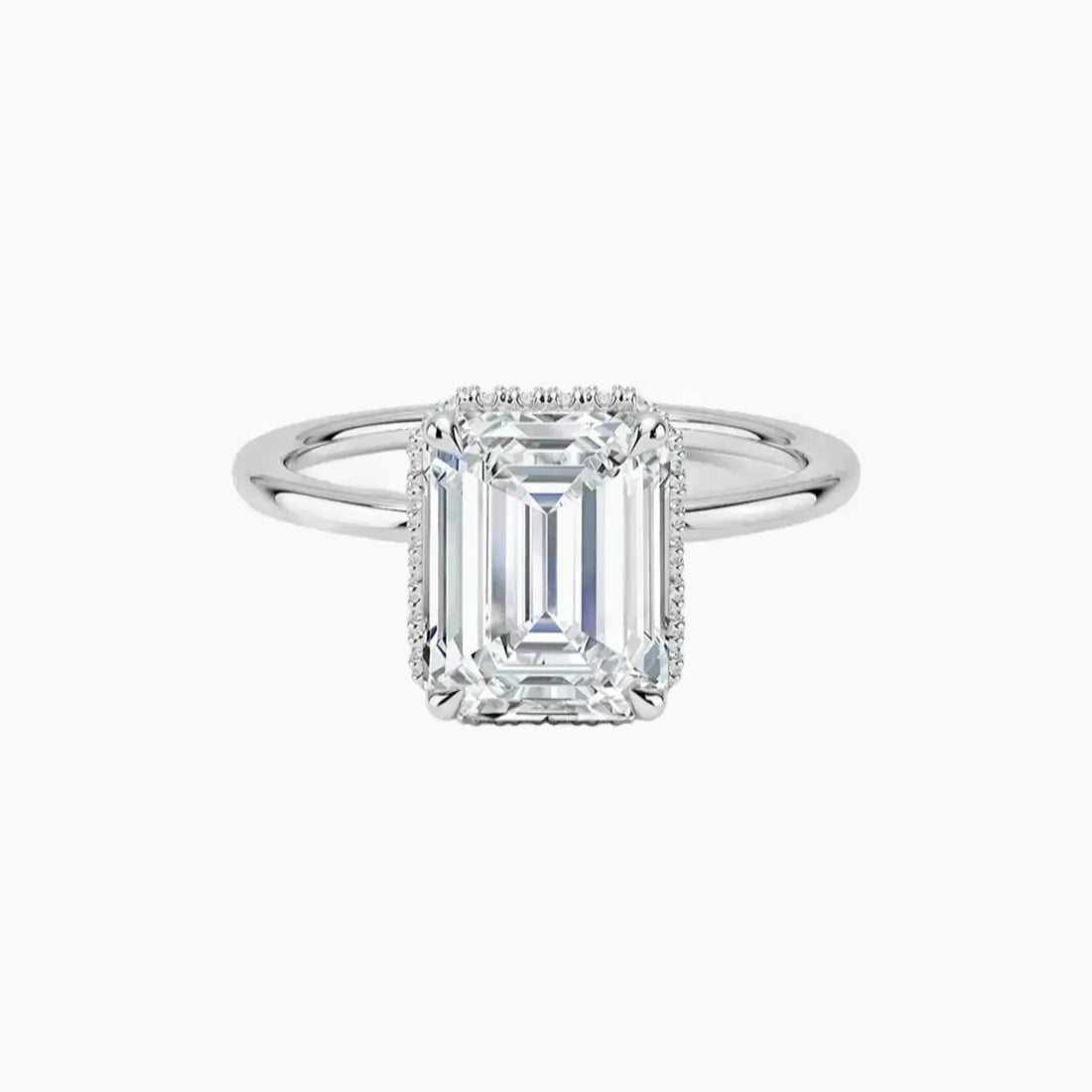 Mirabel Emerald Hidden Halo 1 Carat Lab Grown Diamond Engagement Ring in 18K White Gold