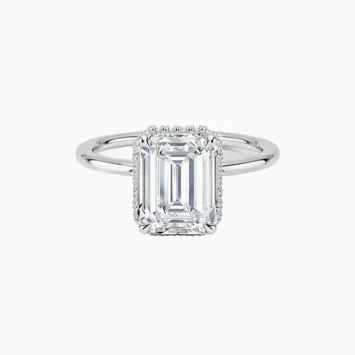 Mirabel Emerald Hidden Halo 1 Carat Lab Grown Diamond Engagement Ring in 18K White Gold