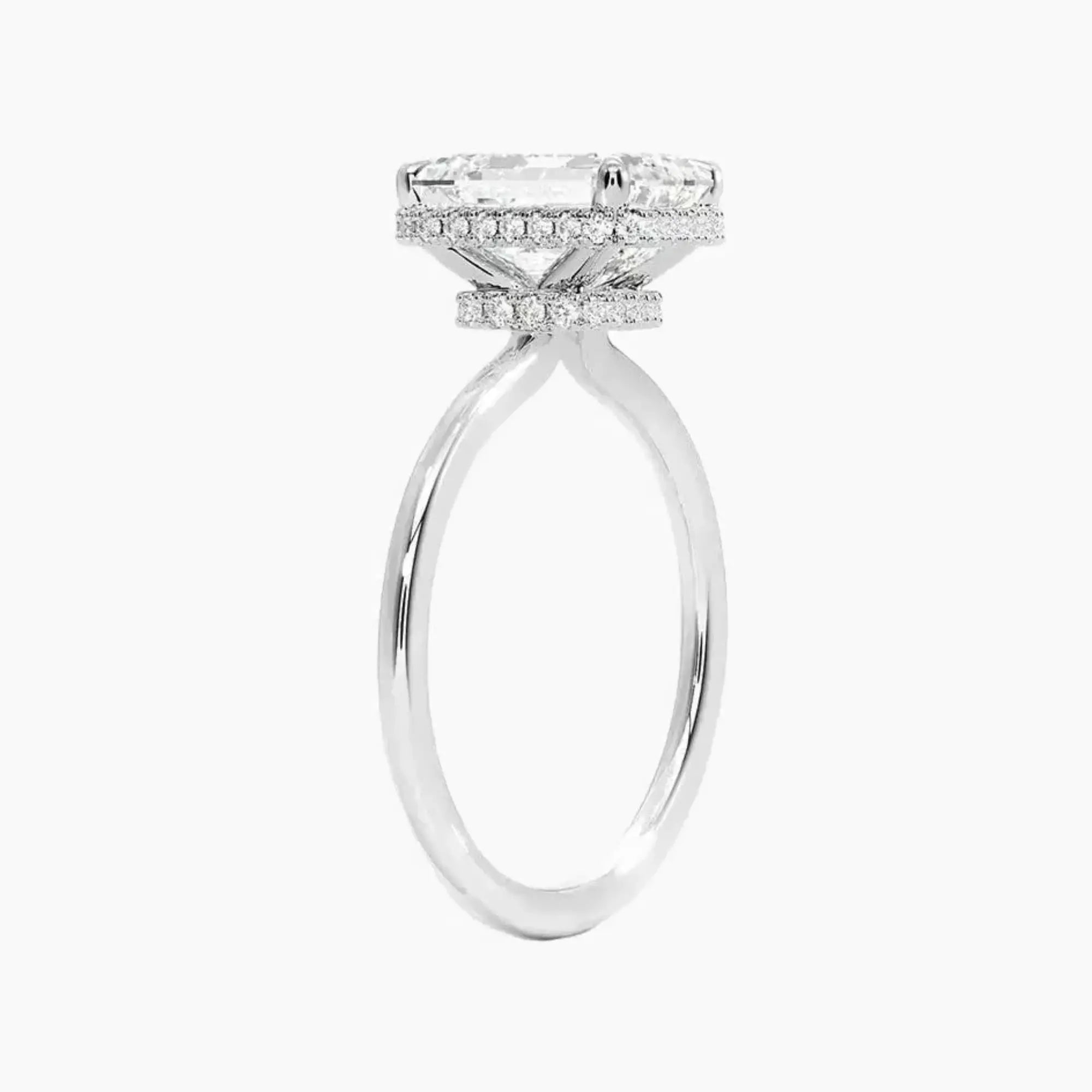 Mirabel Emerald Hidden Halo Diamond Ring Setting in 14K Rose Gold
