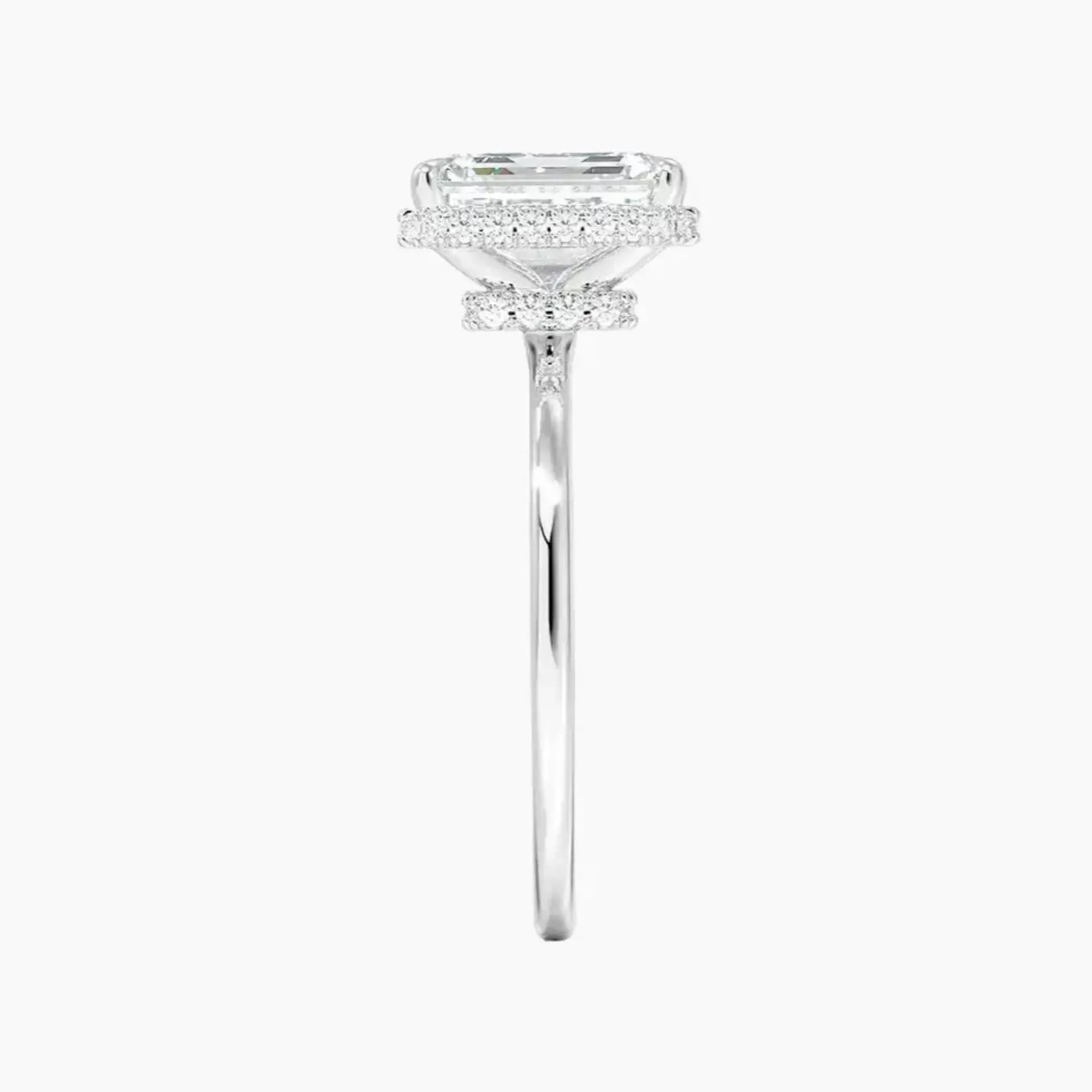 Mirabel Emerald Hidden Halo 2 Carat Lab Grown Diamond Engagement Ring in 14K White Gold