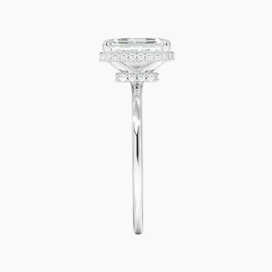 Mirabel Emerald Hidden Halo 3 Carat Lab Grown Diamond Engagement Ring in 18K White Gold