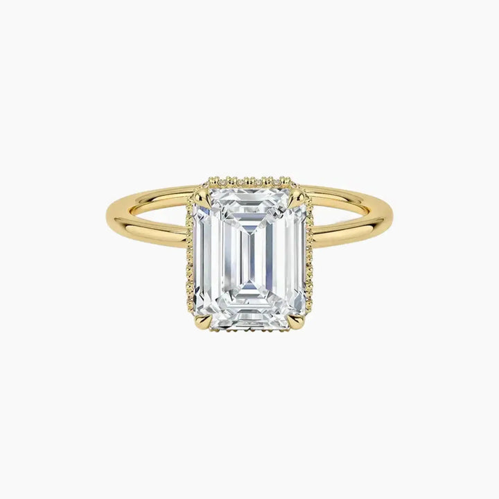 Mirabel Emerald Hidden Halo 2 Carat Lab Grown Diamond Engagement Ring in 18K Yellow Gold