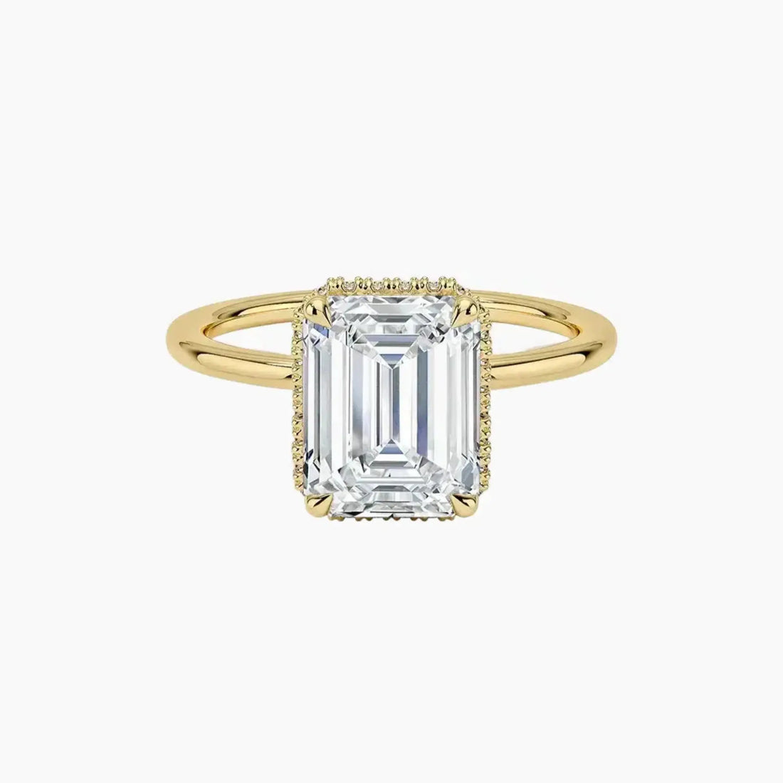 Mirabel Emerald Hidden Halo 1.5 Carat Lab Grown Diamond Engagement Ring in 14K Yellow Gold