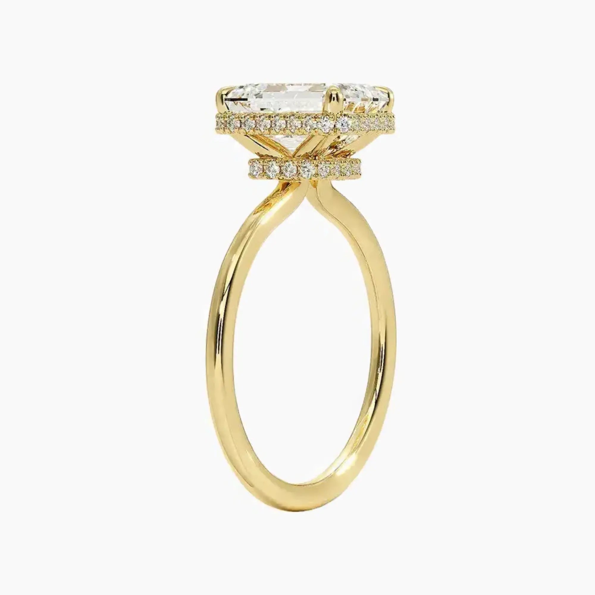 Mirabel Emerald Hidden Halo 2.5 Carat Lab Grown Diamond Engagement Ring in 14K Rose Gold