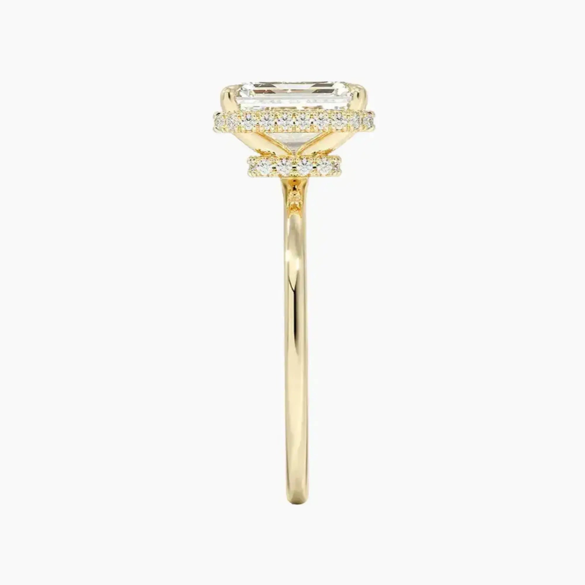 Mirabel Emerald Hidden Halo 2.5 Carat Lab Grown Diamond Engagement Ring in 14K Yellow Gold