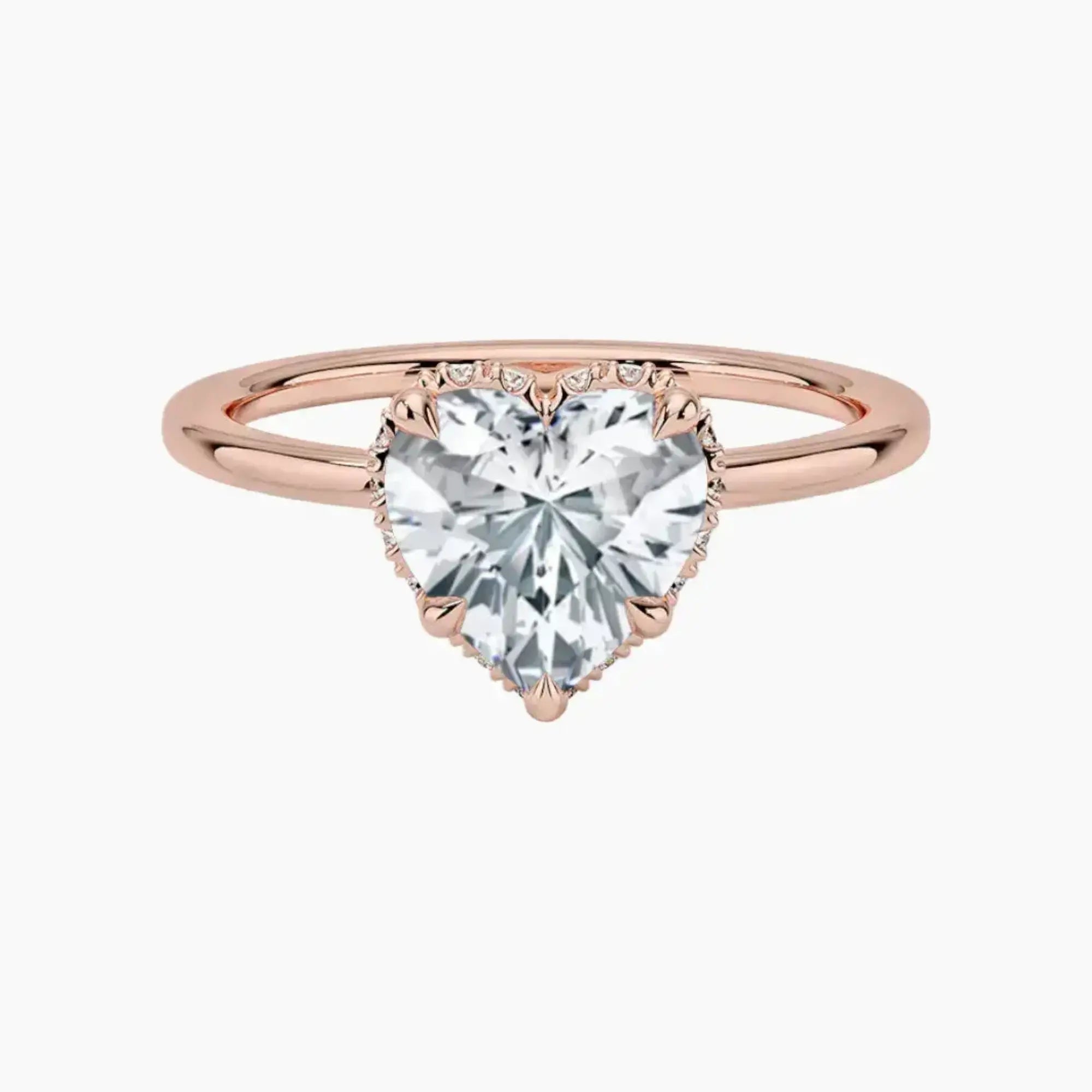 Mirabel Heart Hidden Halo 3 Carat Lab Grown Diamond Engagement Ring in 14K Rose Gold