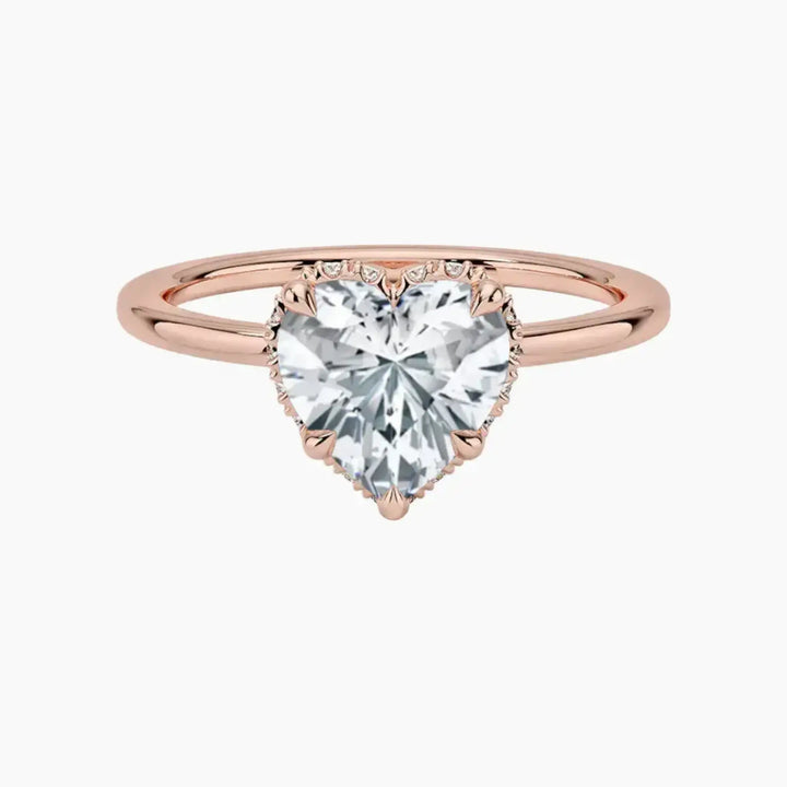 Mirabel Heart Hidden Halo Diamond Ring Setting in 14K Rose Gold
