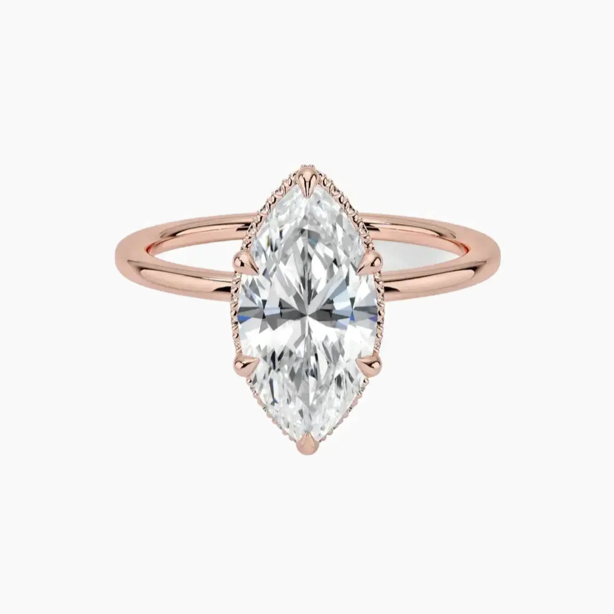 Mirabel Marquise Hidden Halo 1 Carat Lab Grown Diamond Engagement Ring in 18K White Gold