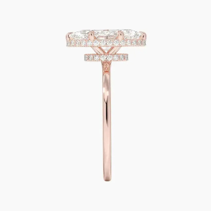 Mirabel Marquise Hidden Halo 3 Carat Lab Grown Diamond Engagement Ring in 14K White Gold