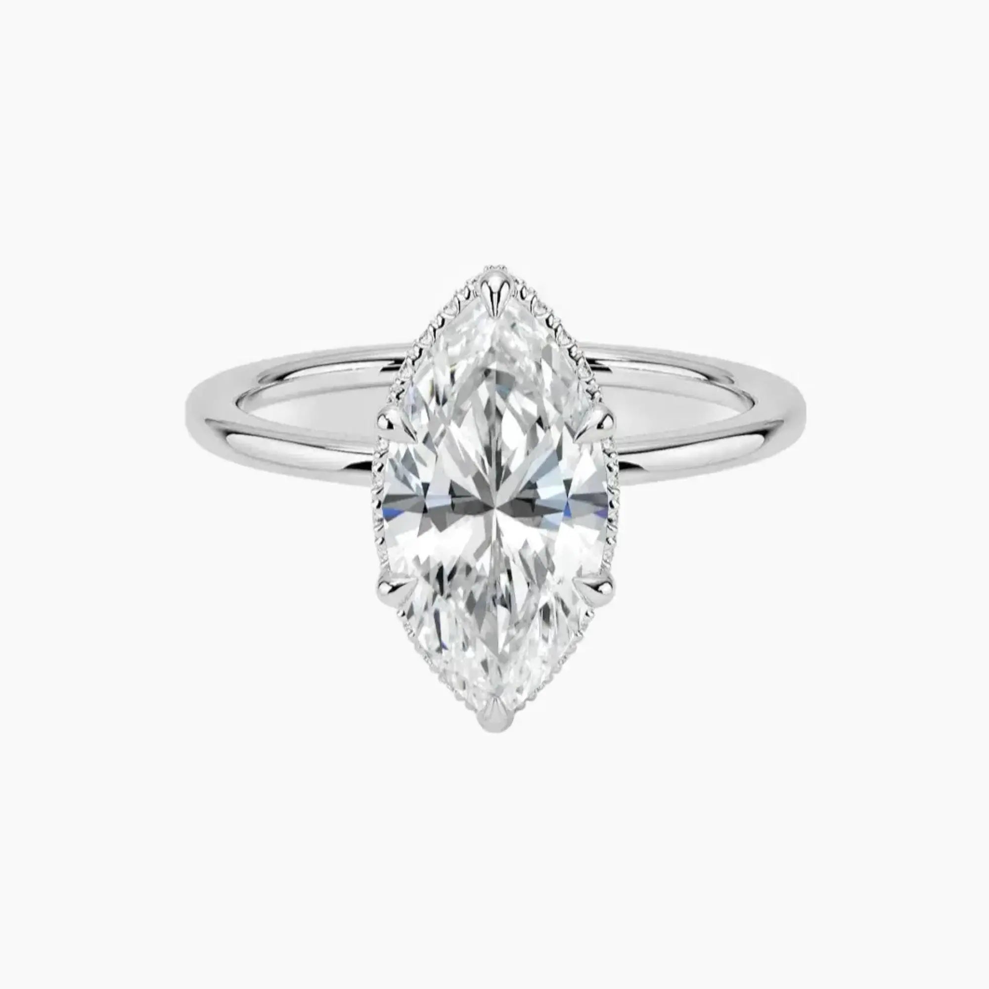 Mirabel Marquise Hidden Halo 3 Carat Lab Grown Diamond Engagement Ring in 18K Yellow Gold