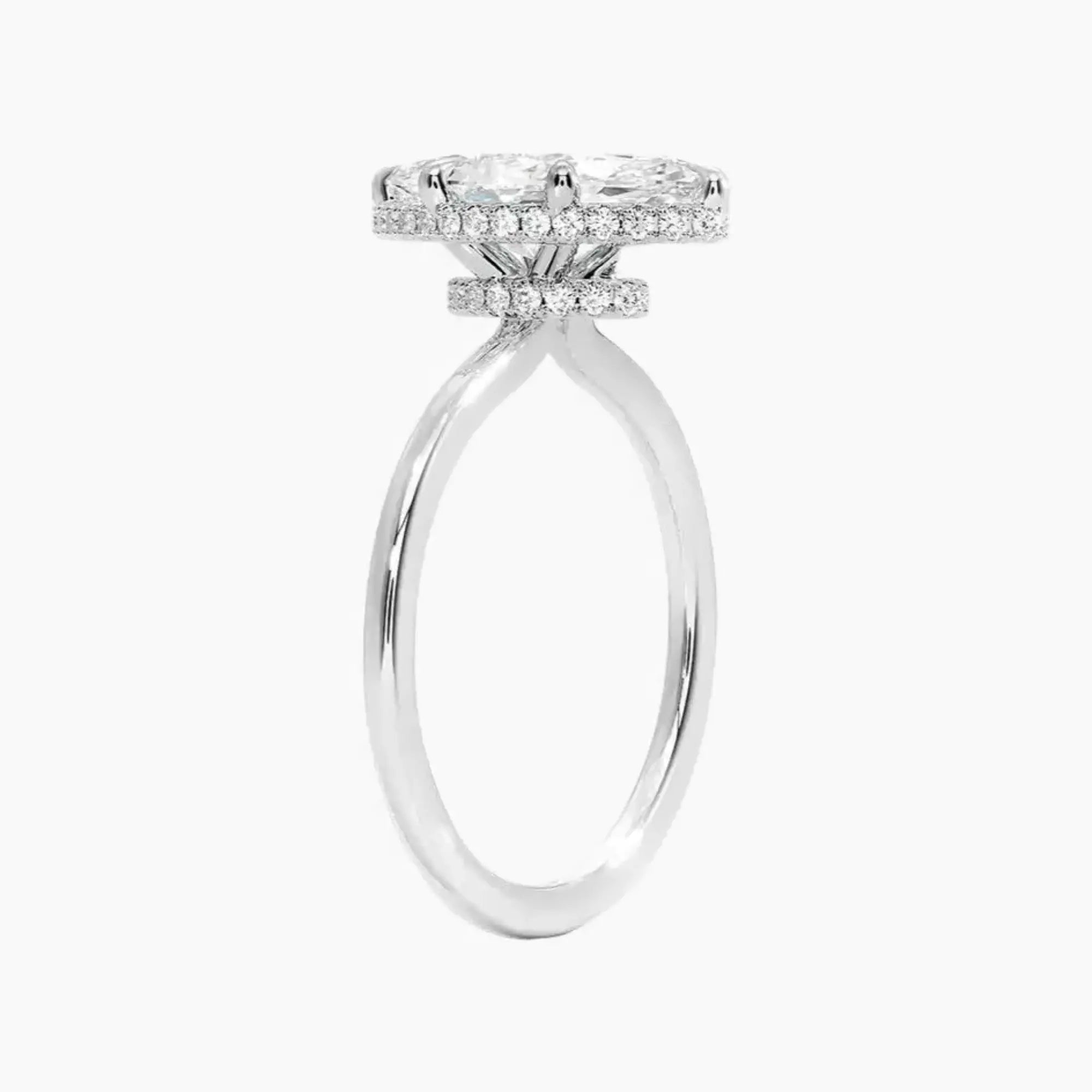 Mirabel Marquise Hidden Halo 3 Carat Lab Grown Diamond Engagement Ring in 18K White Gold