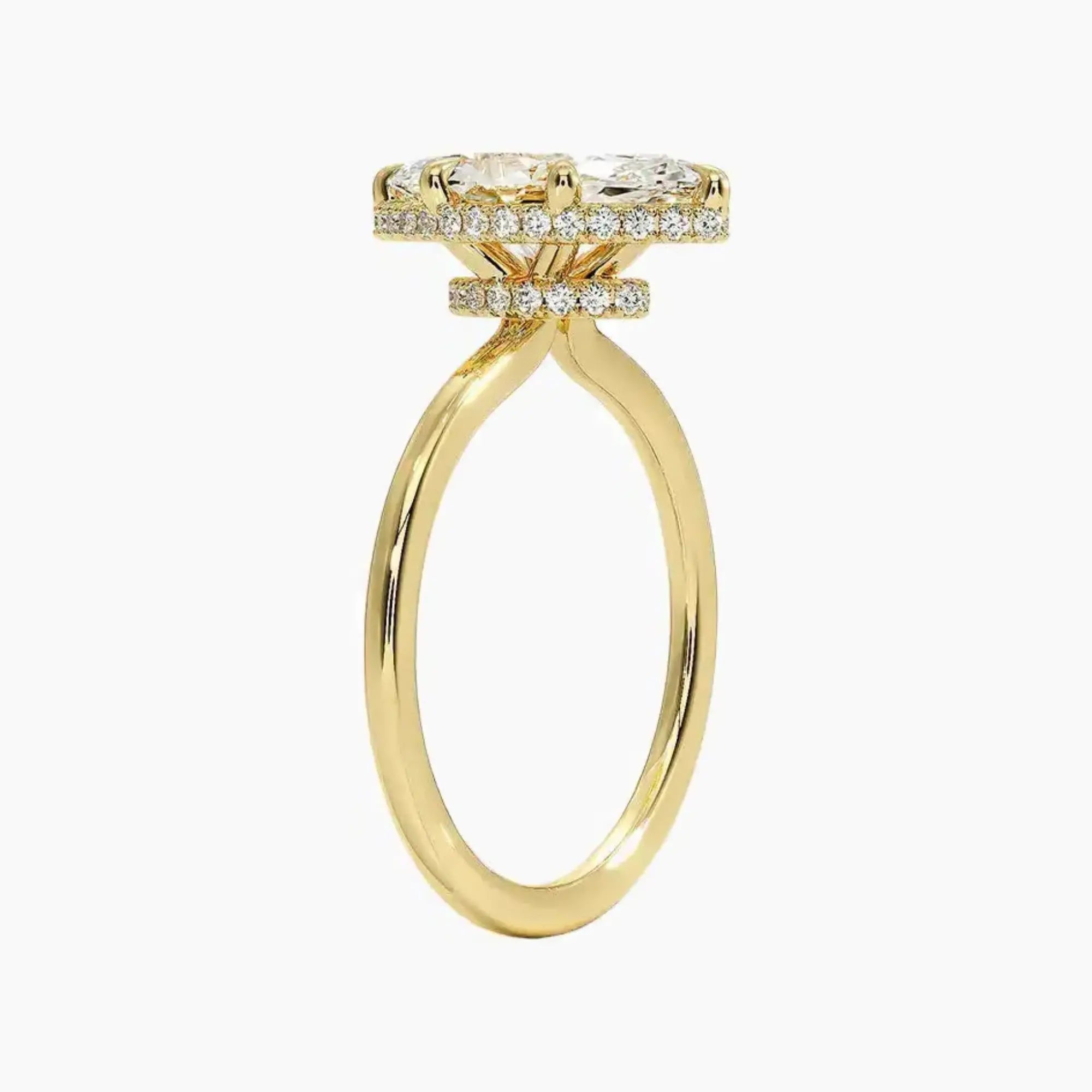 Mirabel Marquise Hidden Halo 3 Carat Lab Grown Diamond Engagement Ring in 18K Rose Gold