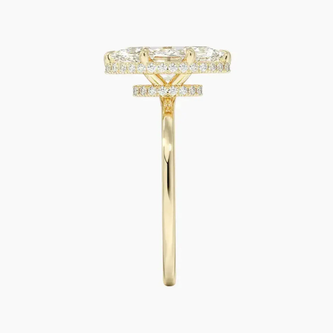 Mirabel Marquise Hidden Halo 3 Carat Lab Grown Diamond Engagement Ring in 18K Yellow Gold