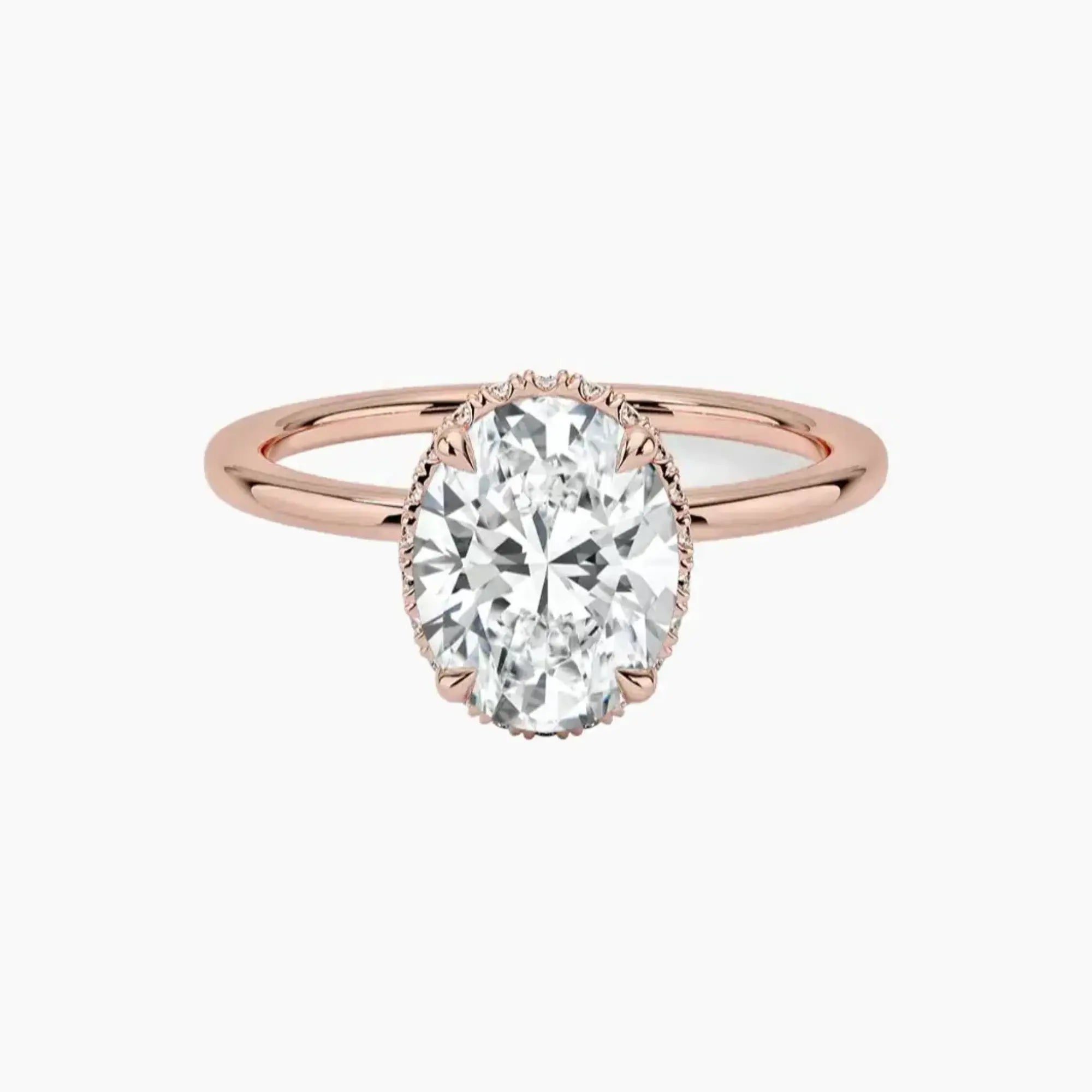 Mirabel Oval Hidden Halo 3 Carat Lab Grown Diamond Engagement Ring in 18K Yellow Gold