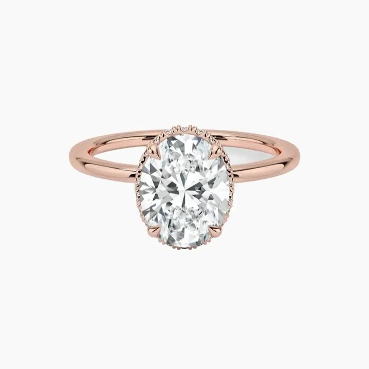 Mirabel Oval Hidden Halo 2.5 Carat Lab Grown Diamond Engagement Ring in 14K Rose Gold