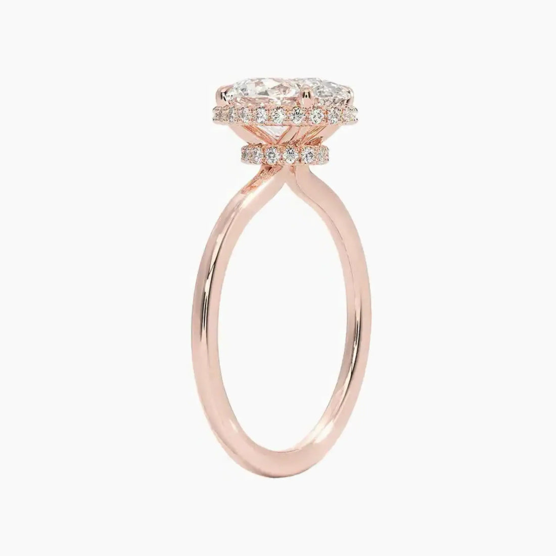 Mirabel Oval Hidden Halo 1 Carat Lab Grown Diamond Engagement Ring in 18K Yellow Gold