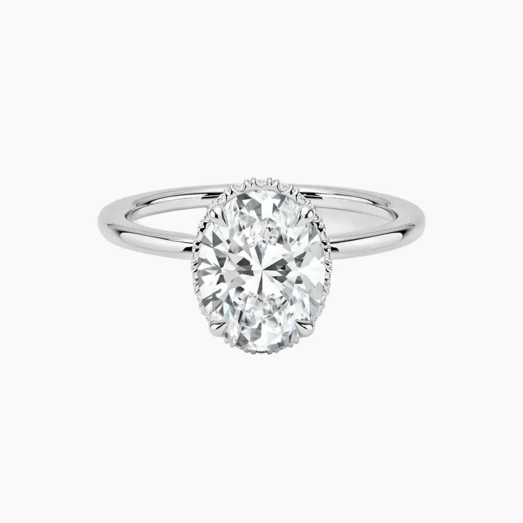 Mirabel Oval Hidden Halo 3 Carat Lab Grown Diamond Engagement Ring in 18K White Gold