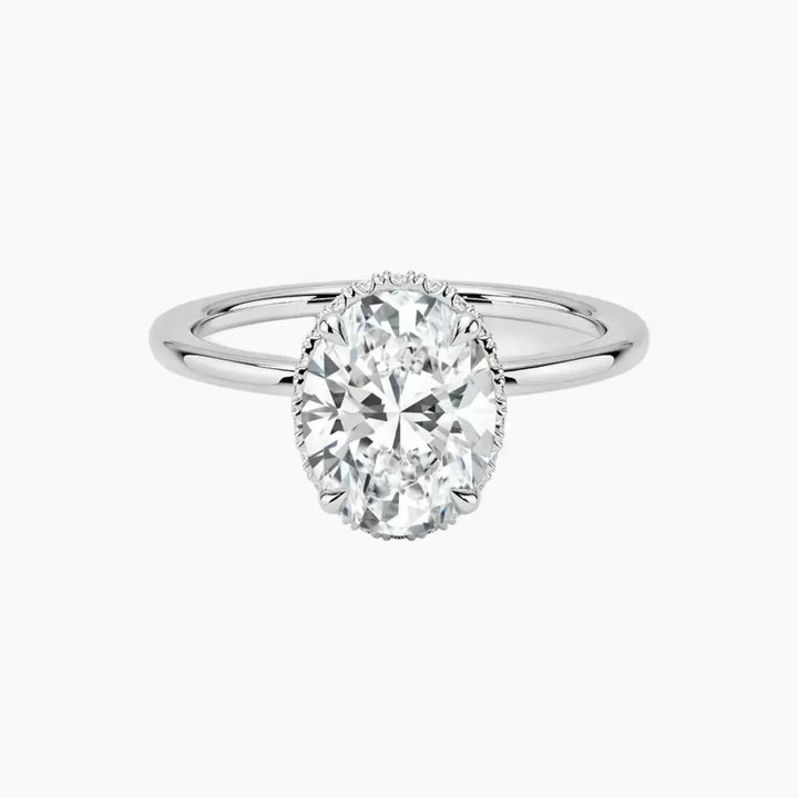 Mirabel Oval Hidden Halo 3 Carat Lab Grown Diamond Engagement Ring in 14K White Gold