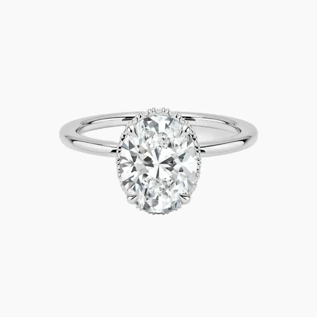 Mirabel Oval Hidden Halo 2.5 Carat Lab Grown Diamond Engagement Ring in 14K White Gold