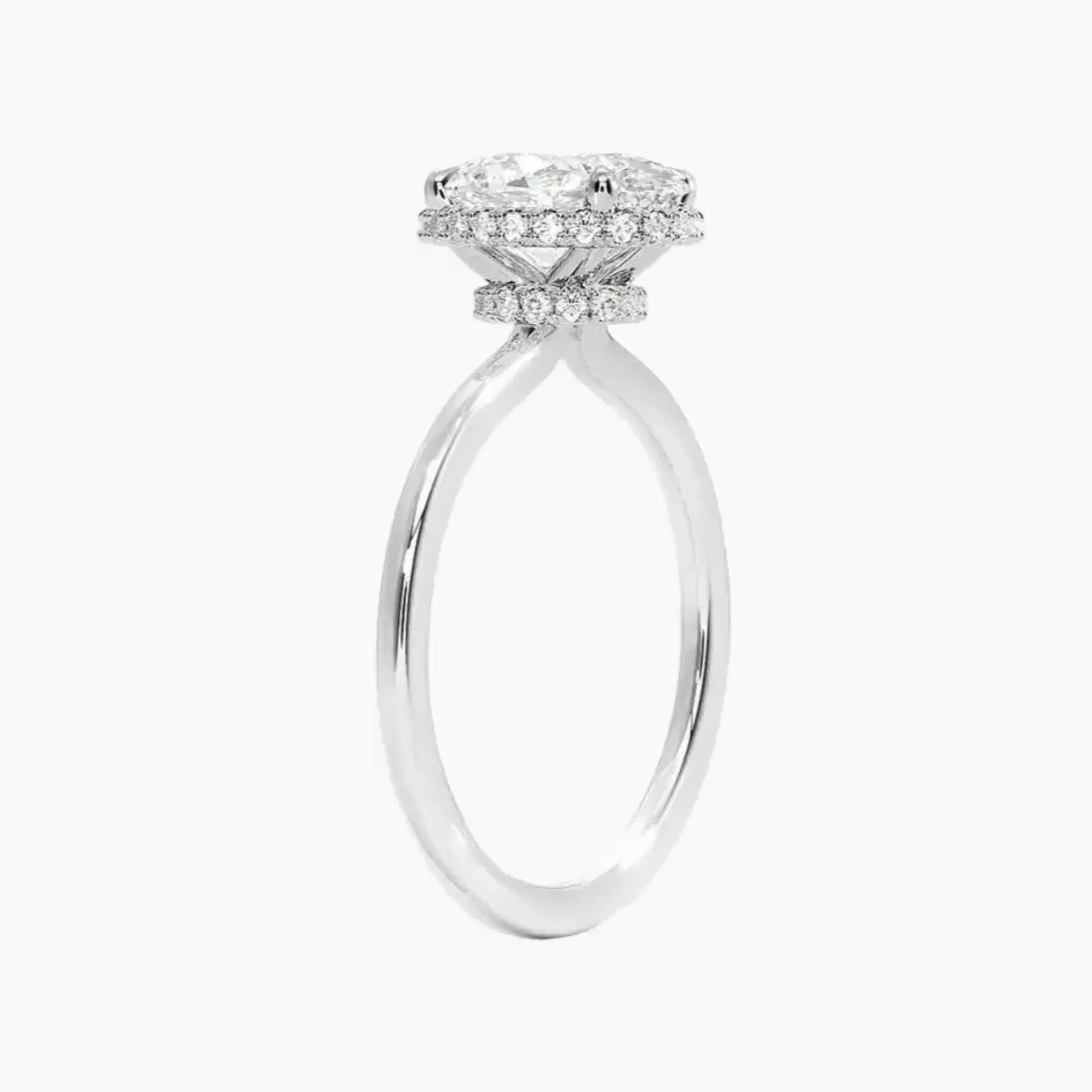 Mirabel Oval Hidden Halo Diamond Ring Setting in 18K White Gold