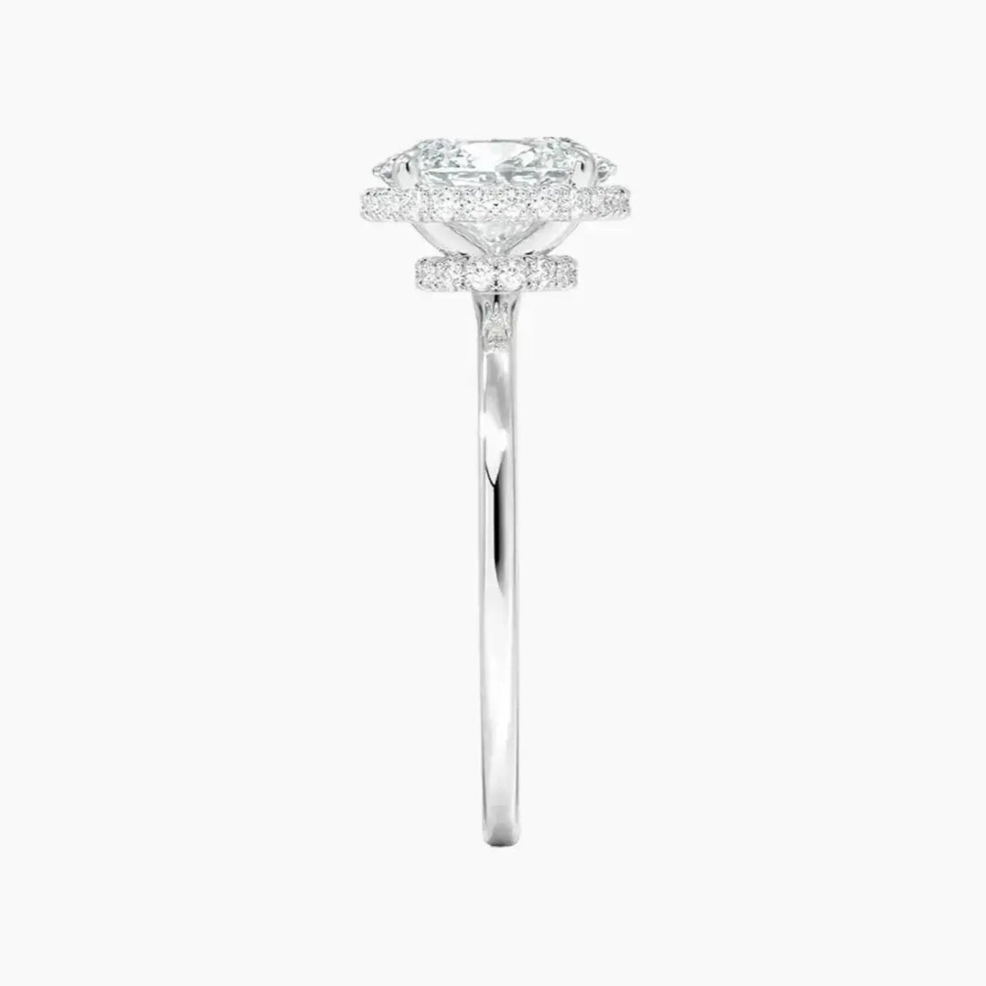 Mirabel Oval Hidden Halo Diamond Ring Setting in 18K White Gold