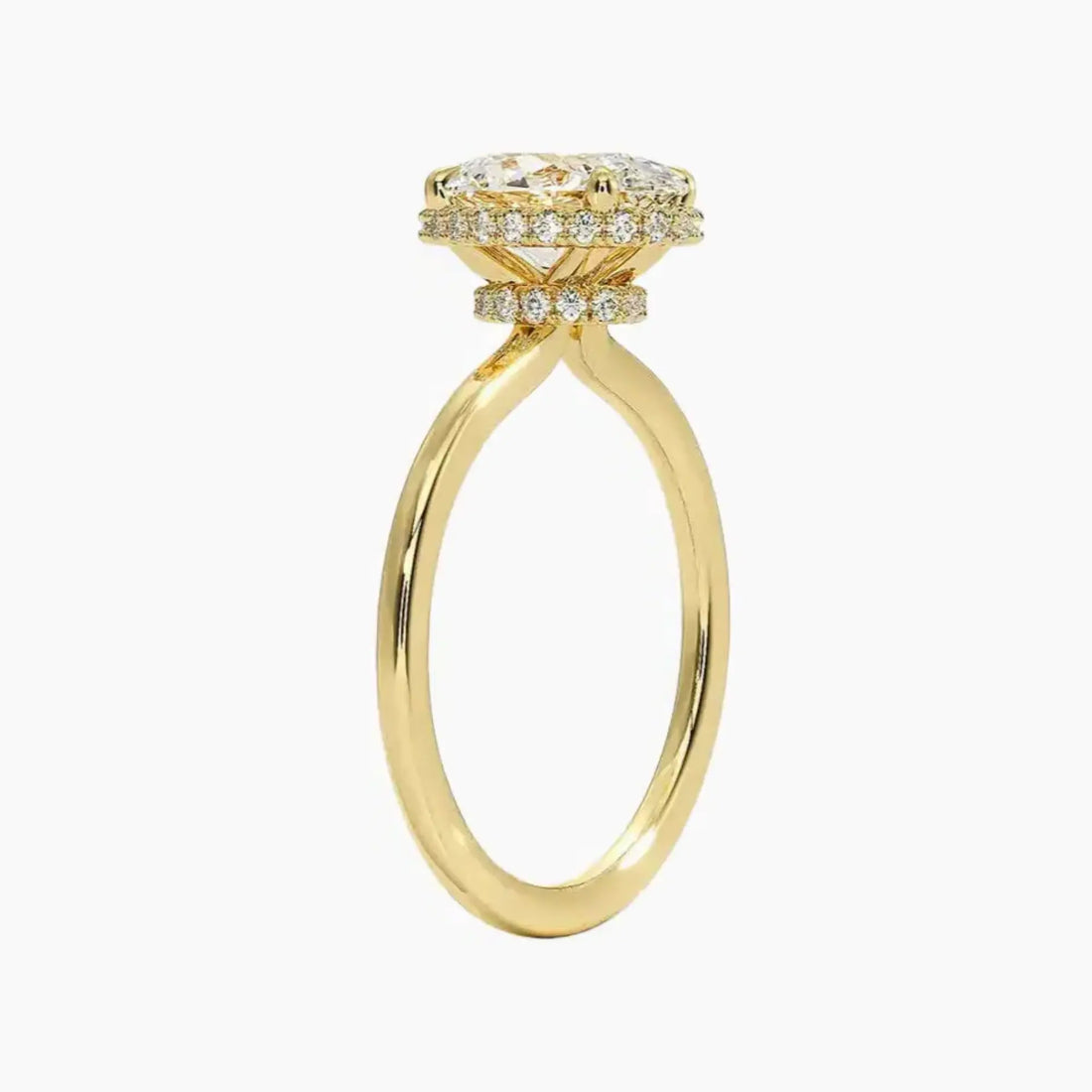 Mirabel Oval Hidden Halo 3 Carat Lab Grown Diamond Engagement Ring in 18K Rose Gold