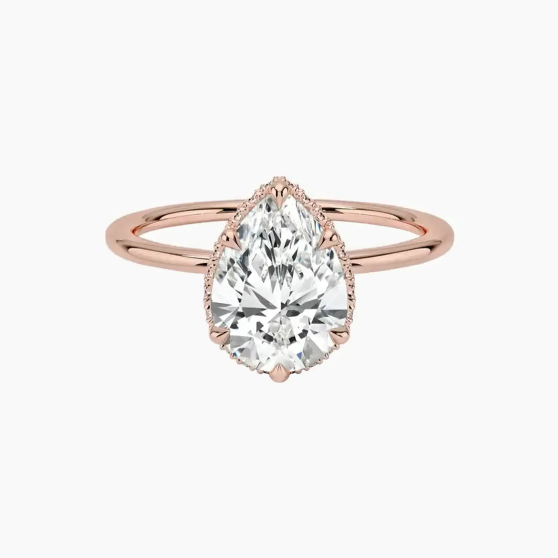 Mirabel Pear Hidden Halo Diamond Ring Setting in 14K Rose Gold