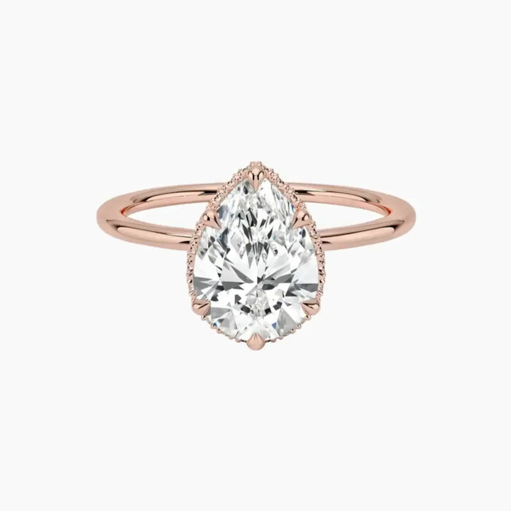 Mirabel Pear Hidden Halo 2.5 Carat Lab Grown Diamond Engagement Ring in 18K Rose Gold